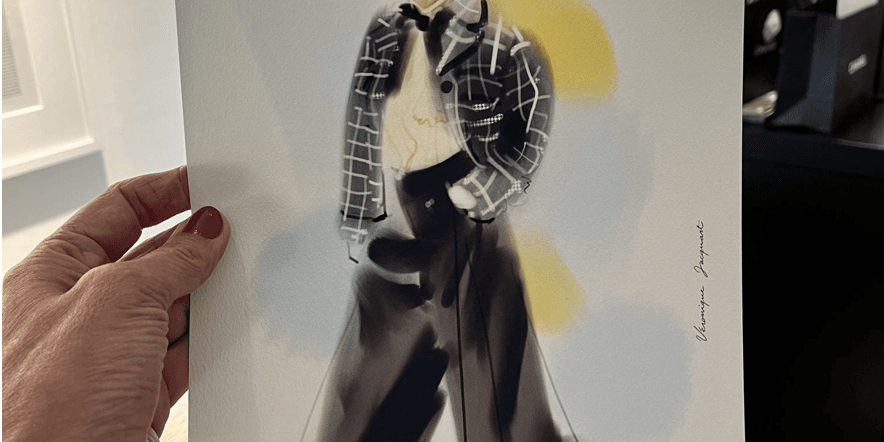 portrait-en-direct-chanel Live portrait drawing by Veronique Jacquart at Chanel event